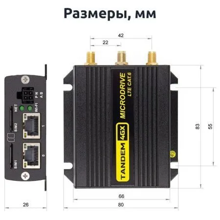 Купить промышленный роутер tandem-4gx-61 с поддержкой poe lte cat.6 по доступной цене | Полоса частот 
